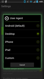 Dolphin Browser HD User Agent