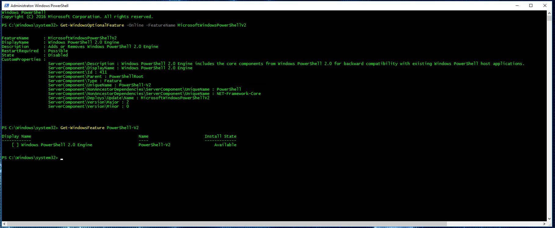 Disabling PowerShell v2 with Group Policy