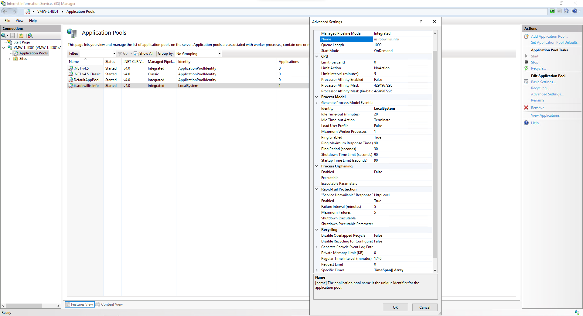 Set cmd.exe permissions to applications or sites served by IIS